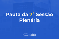 Confira a pauta da 7ª Sessão Ordinária da 1ª Quinzena do mês de Maio de 2022 da 2ª Sessão Legislativa da 7ª Legislatura